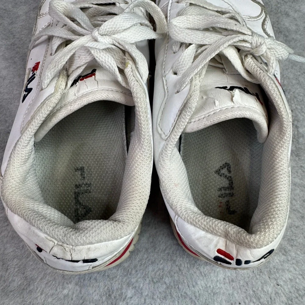 Fila Women 5.5 Disruptor Platform Sneakers White Navy Red Striped 5RM01052-125‎